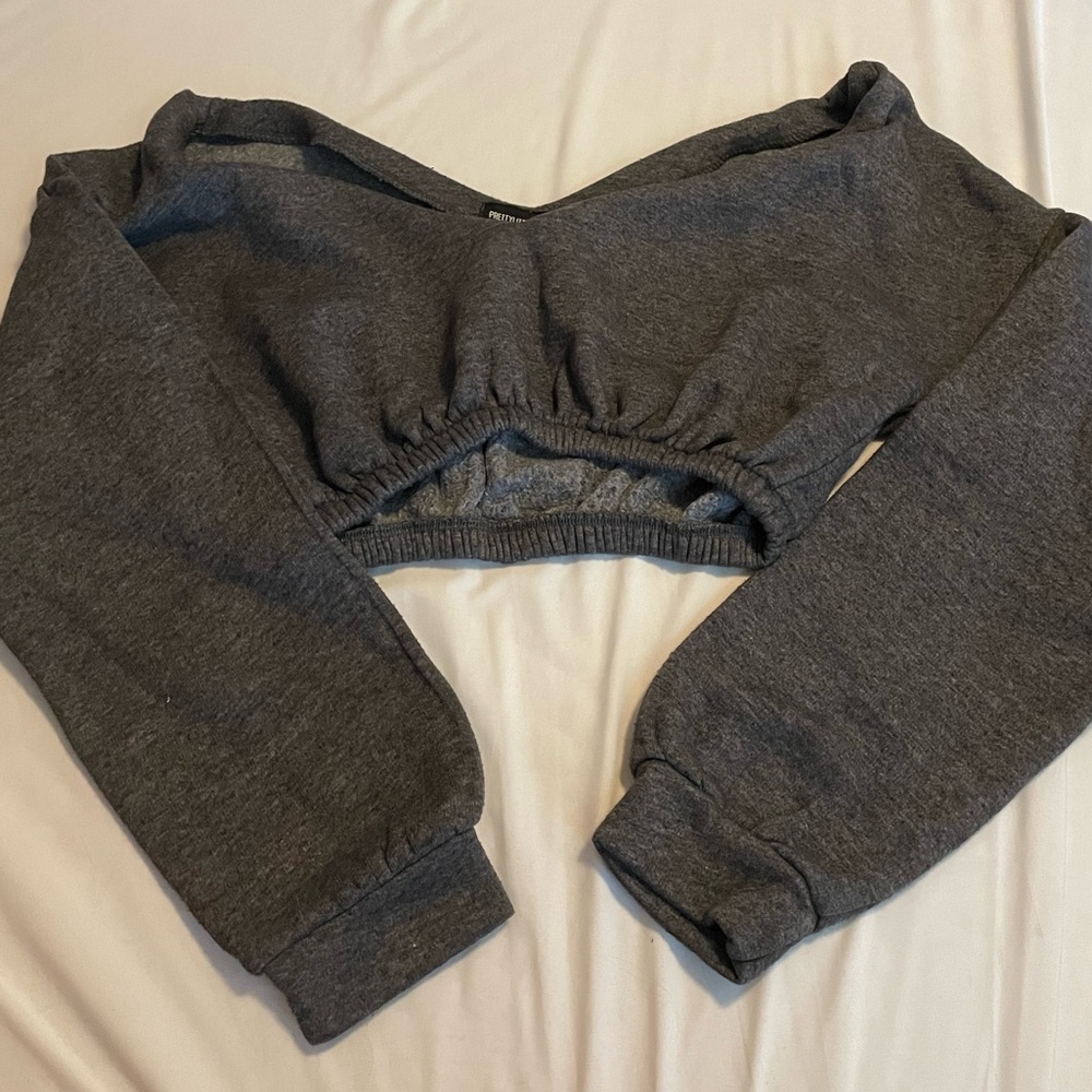 LONG SLEEVE CROP TOP SWEATSHIRT
